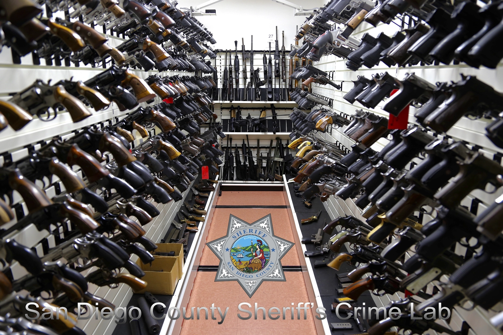 The firearms reference collection at the San Diego County Sheriff’s Crime Lab