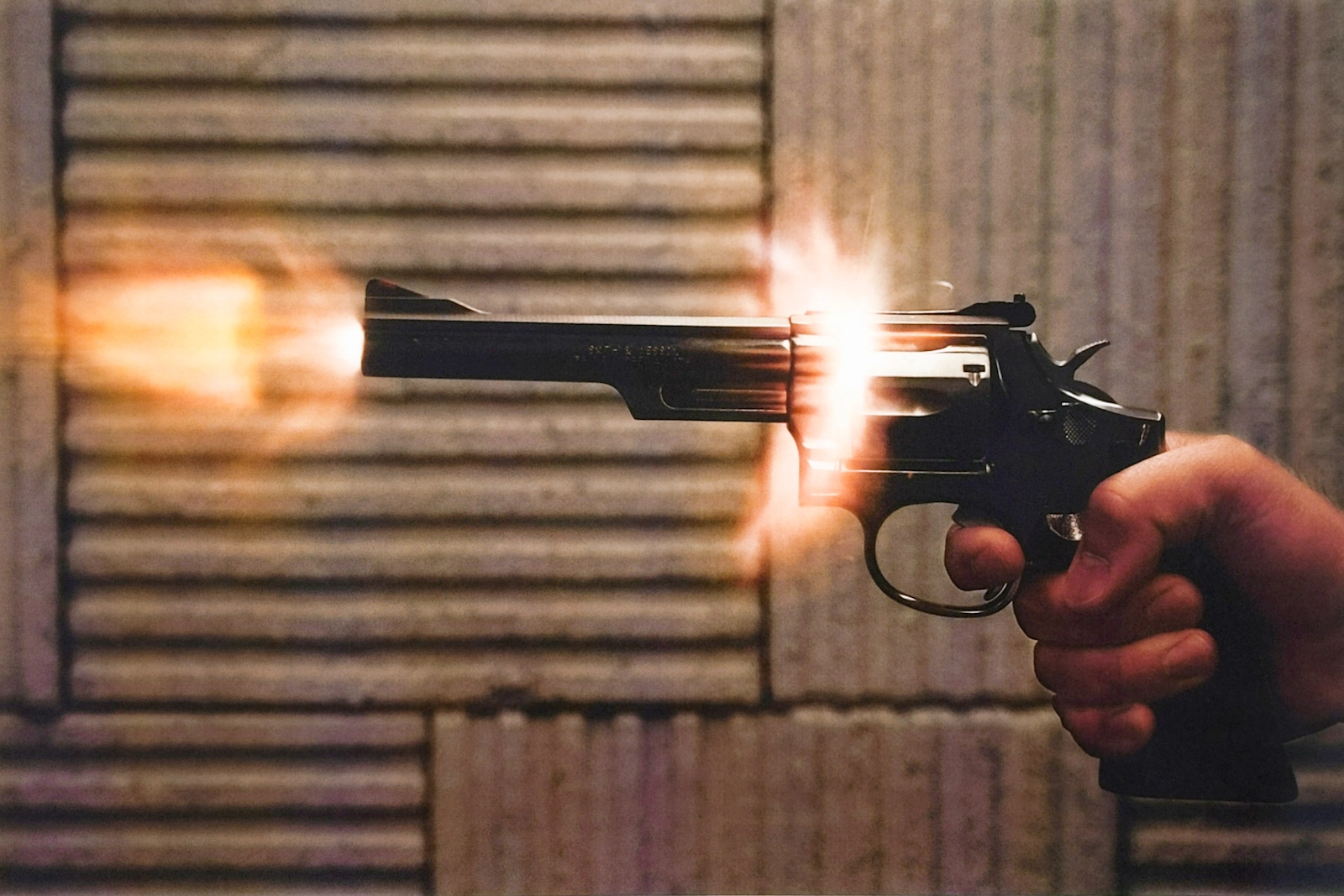 The firing of a revolver